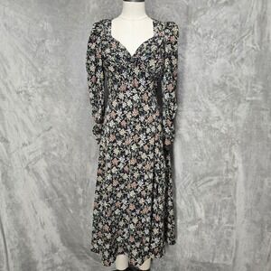 ASTR Label Floral Midi Dress S Sweetheart Ruched Cottagecore Whimsigoth Romantic